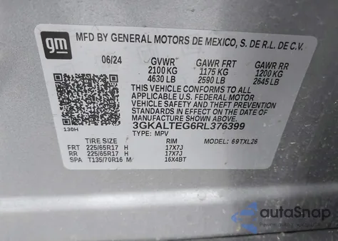 2024 GMC Terrain Awd Sle from USA, damaged, VIN 3GKALTEG6RL376399